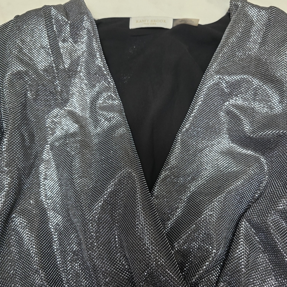 Ramy Brook Metallic Silver Long Sleeve Dress - Picture 4 of 7